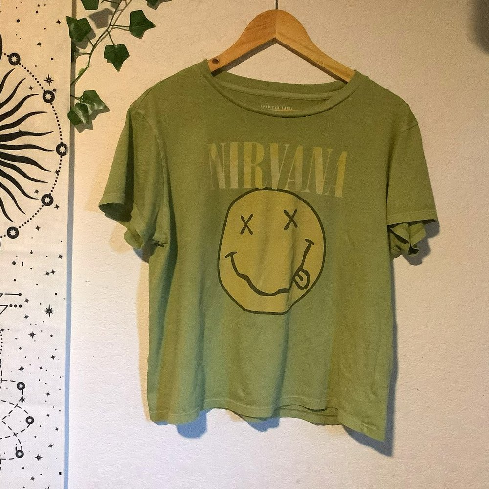 TWO cropped band tees: Nirvana & Metallica, American Eagle brand